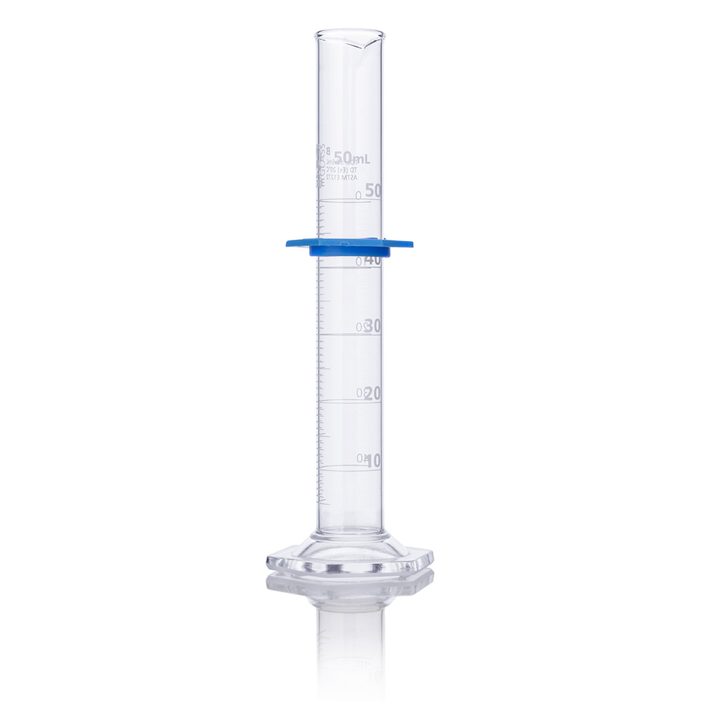Globe Scientific Cylinder, Graduated, Globe Glass, 50mL, Class B, To Deliver (TD), Dual Grads, ASTM E1272, 4/Box Image